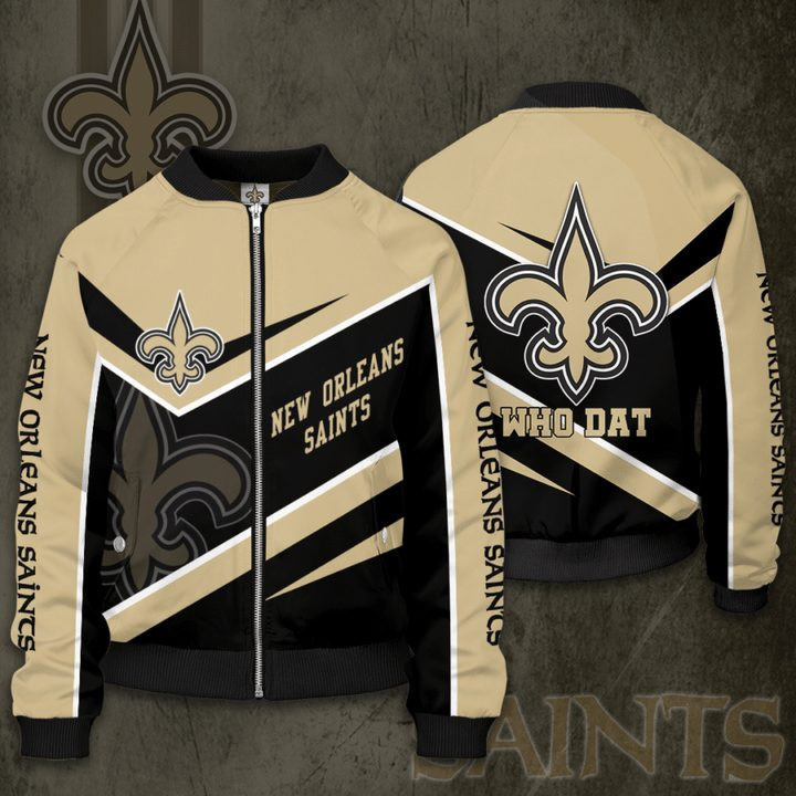 New Orleans Saints Free Golden Black Style Bomber Jacket | NFL Team Jacket for Men & Women | Football Fan Gift