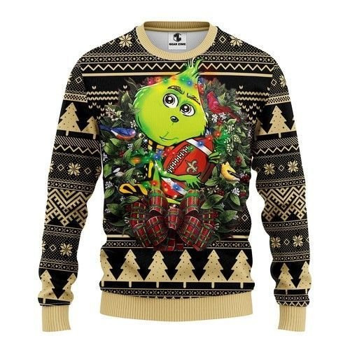 New Orleans Saints Grinch Hug Ugly Christmas Sweater, Perfect Holiday Gift