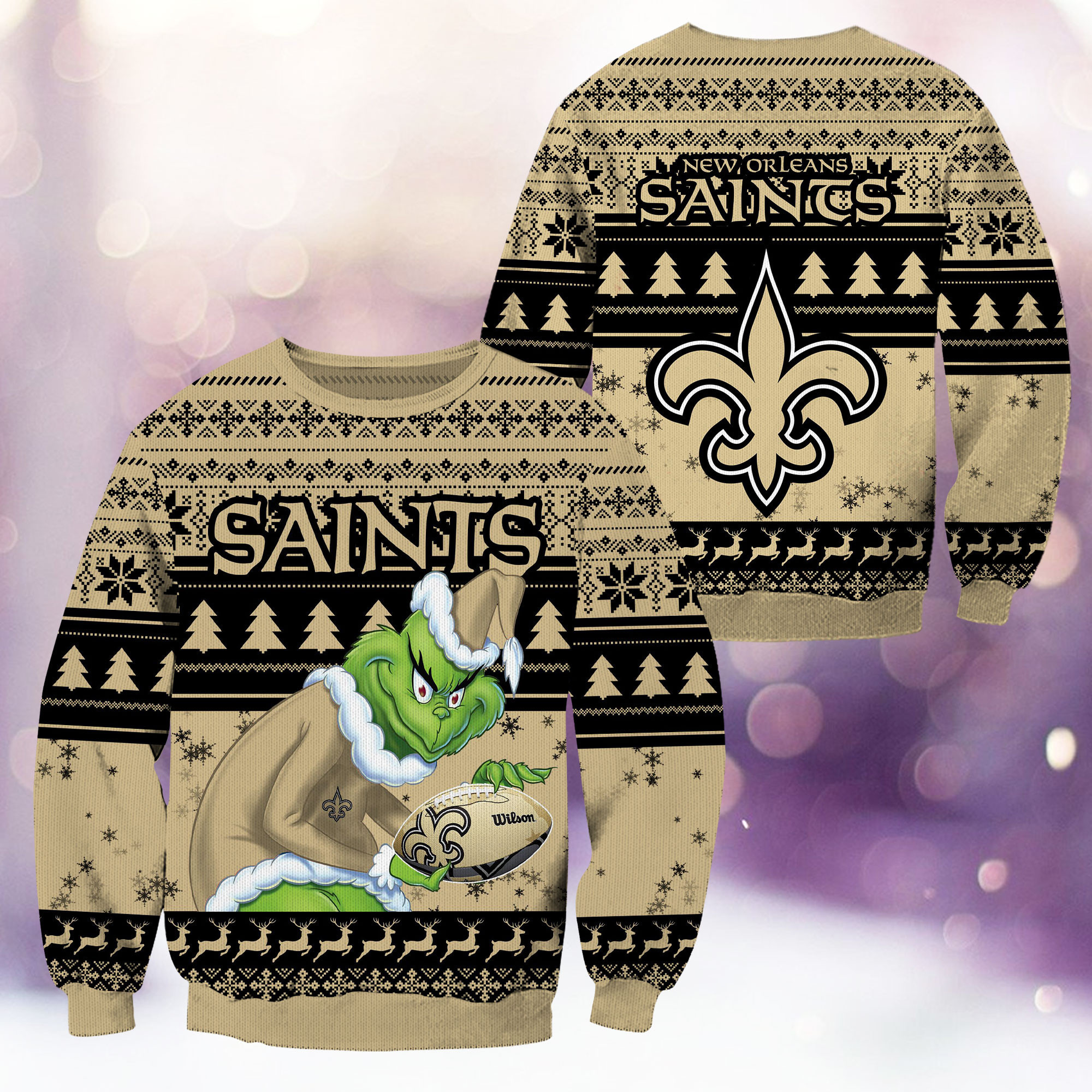 New Orleans Saints Grinch Ugly Christmas Sweater,