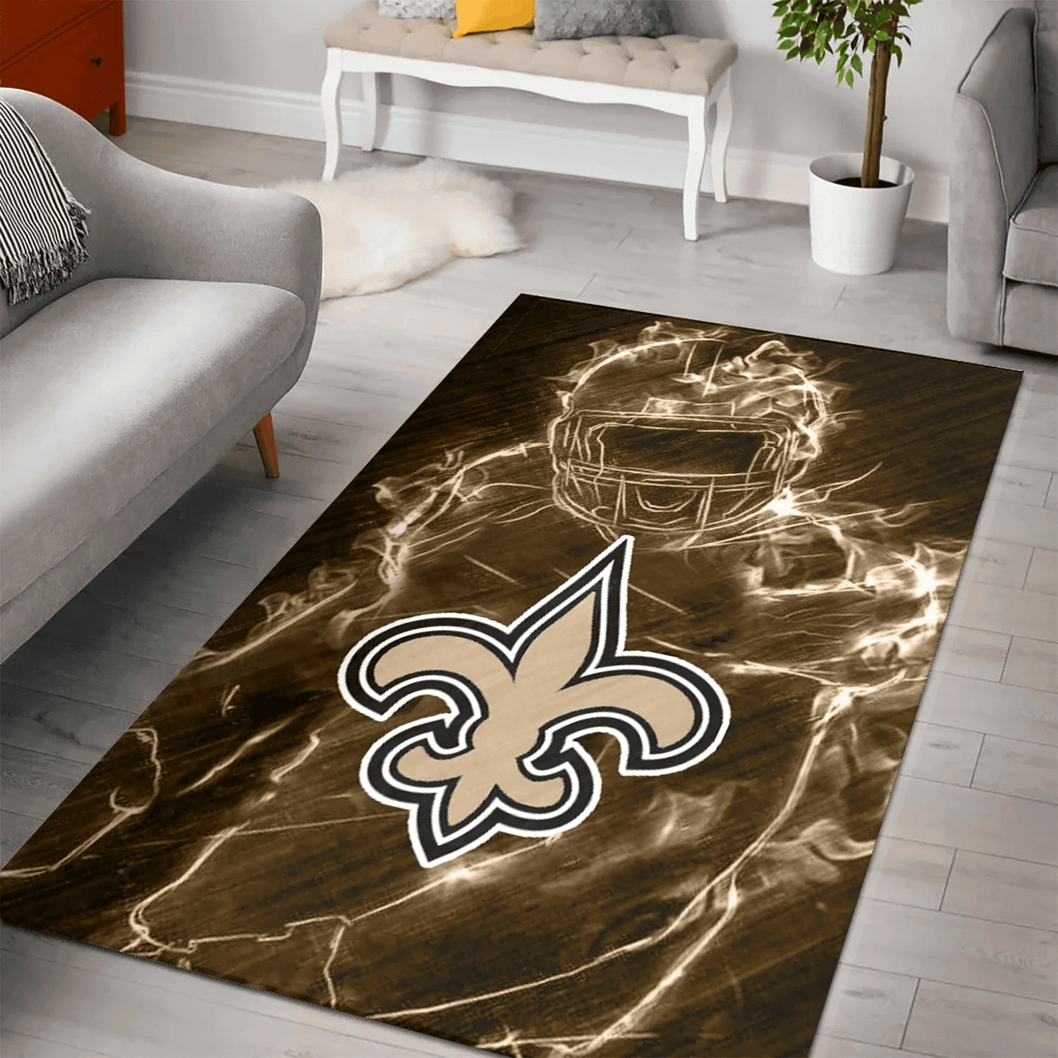 New Orleans Saints Legend 3D Full Print Rectangle Area Rug – Full Print Carpet For Living Room & Bedroom Home Decor