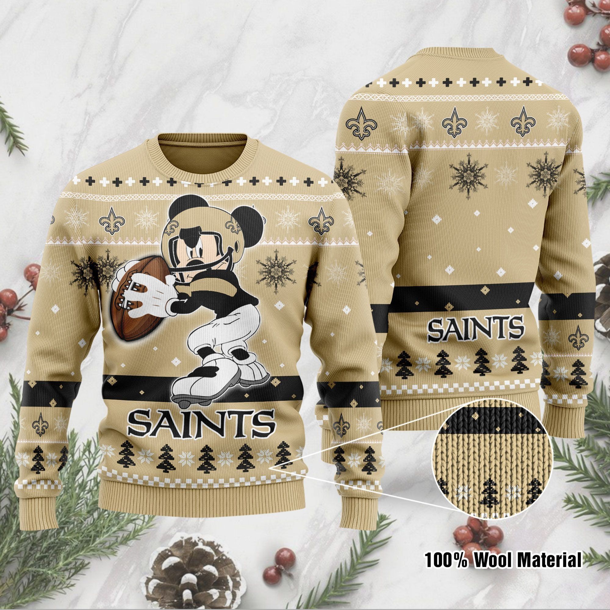 New Orleans Saints Mickey Mouse Funny Ugly Christmas Sweater Holiday Xmas Party Men Women Plus Size