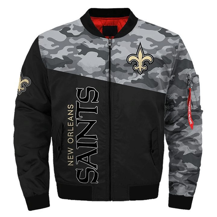 New Orleans Saints Military Style Bomber Jacket | NFL Team Jacket for Men & Women | Football Fan Gift
