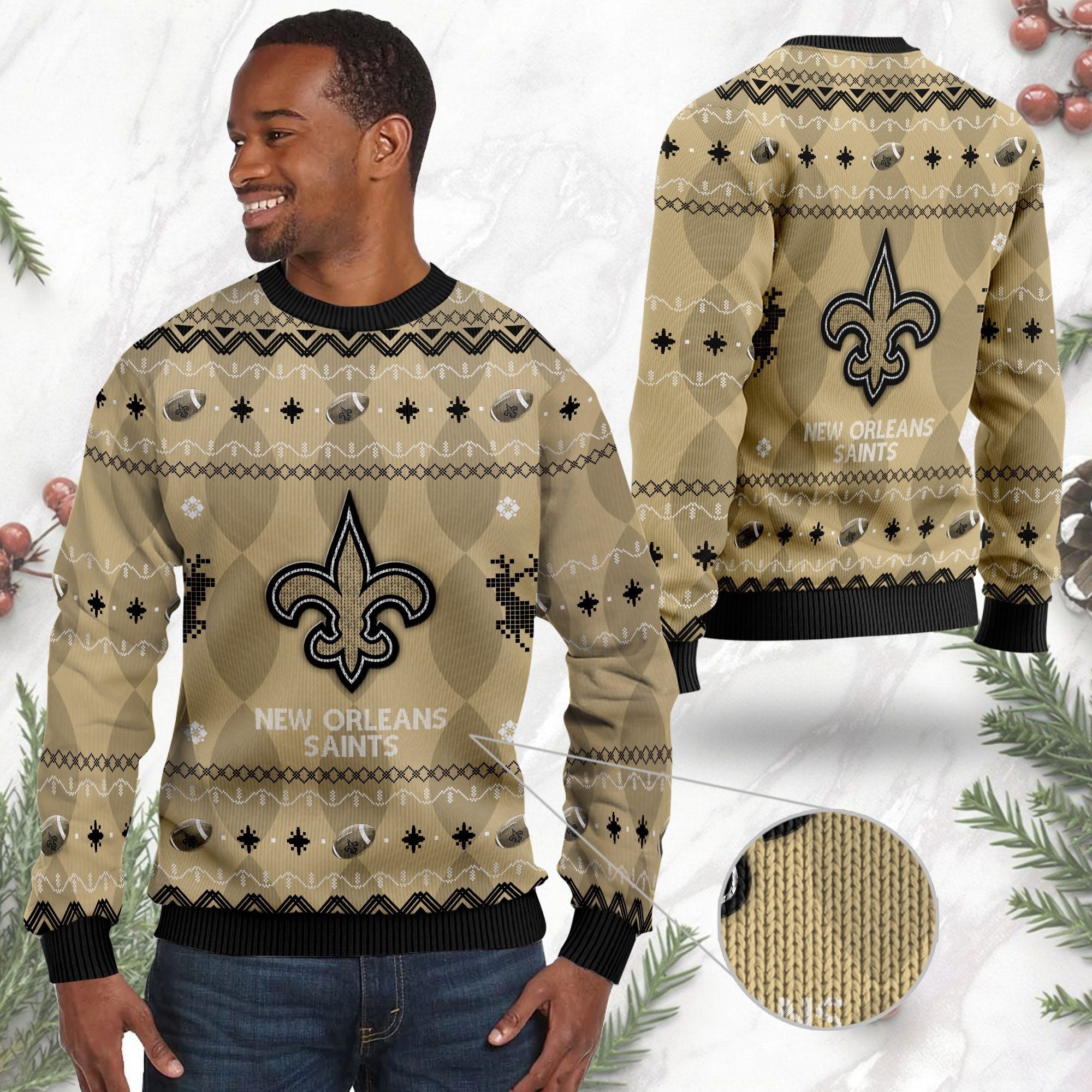 New Orleans Saints NFL American Football Black Ugly Christmas Sweater