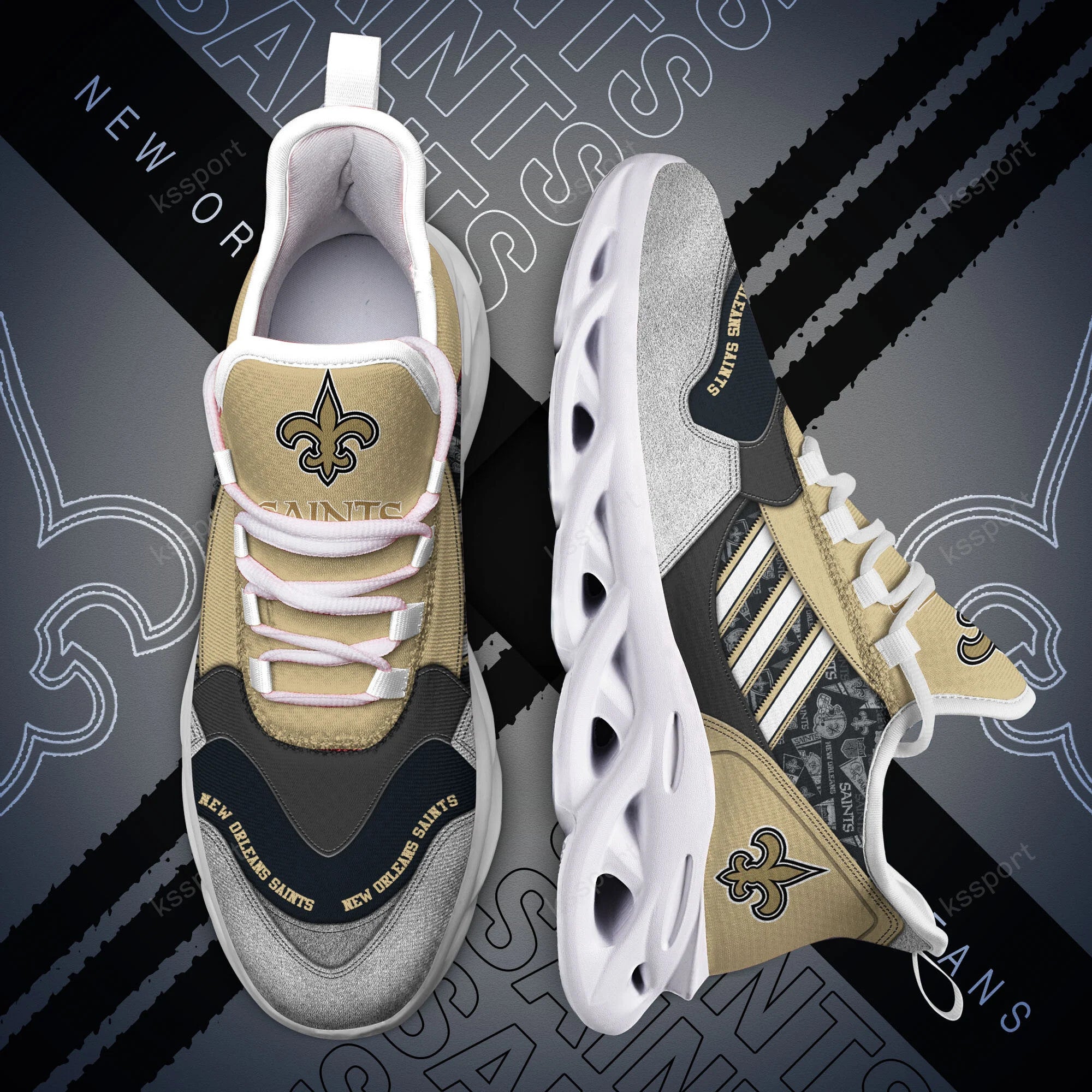 New Orleans Saints NFL Max Soul Shoes Sneakers for Men And Women – NFL Football Fan Shoes, Team Sneakers