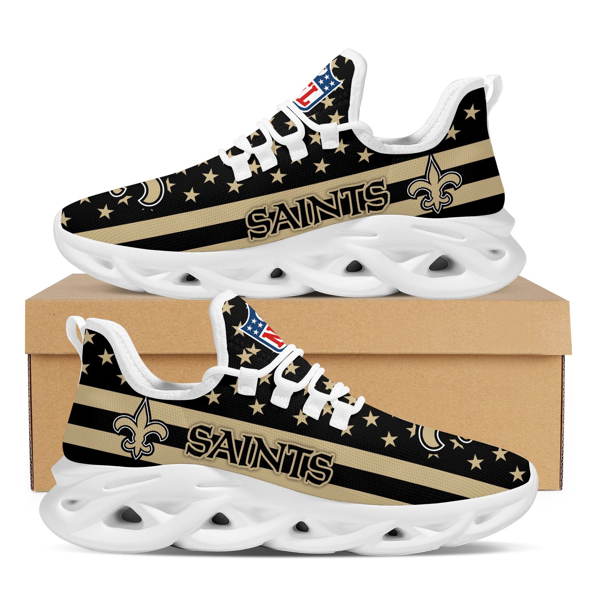 New Orleans Saints NFL Max Soul Shoes Sneakers for Men And Women – NFL Football Fan Shoes, Team Sneakers