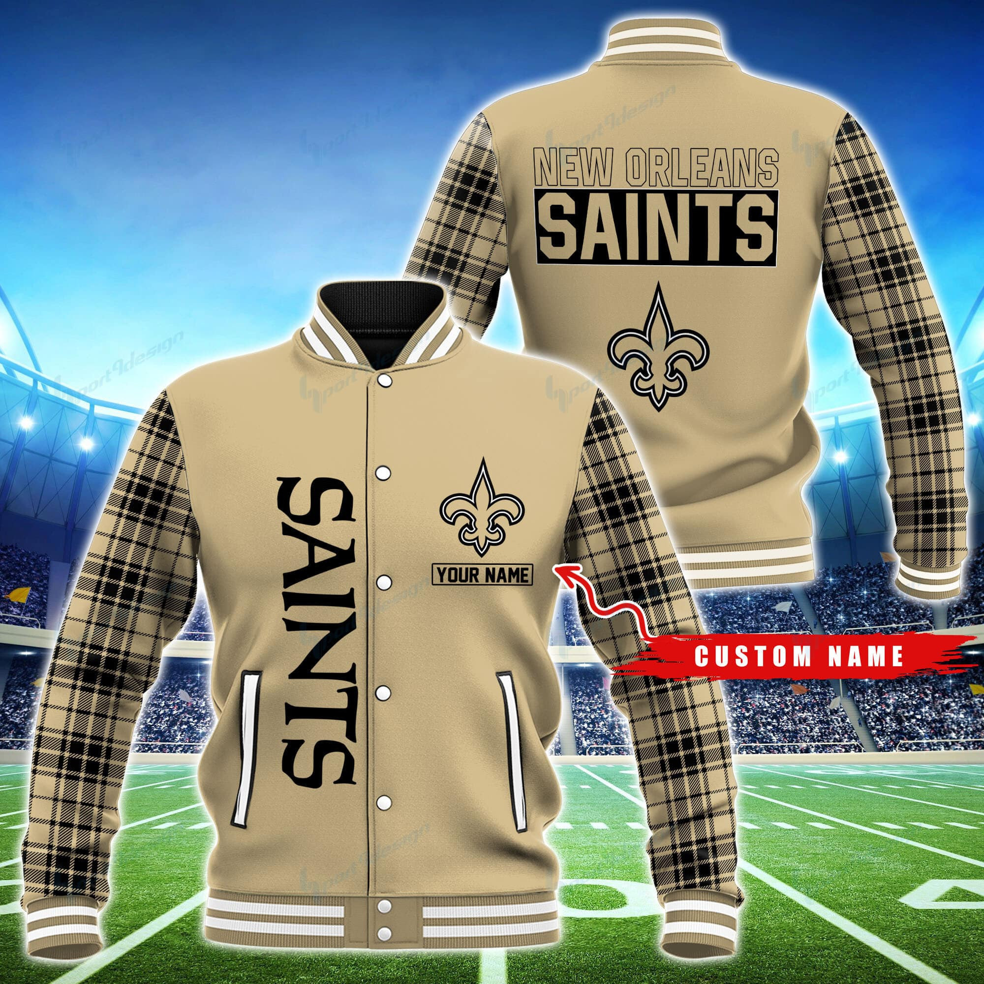 New Orleans Saints Personalized Baseball Jacket for Men & Women | NFL Team Fan Gift