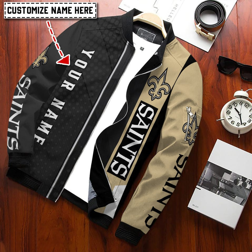 New Orleans Saints Personalized Bomber Jacket | NFL Team Jacket for Men & Women | Football Fan Gift