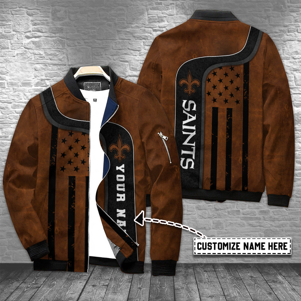 New Orleans Saints Personalized Bomber Jacket | NFL Team Jacket for Men & Women | Football Fan Gift