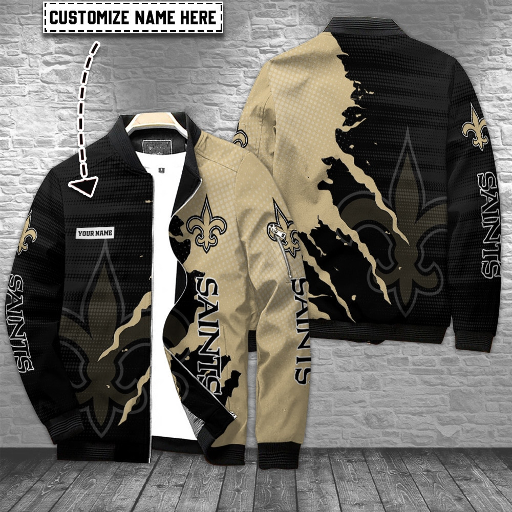 New Orleans Saints Personalized Bomber Jacket | NFL Team Jacket for Men & Women | Football Fan Gift