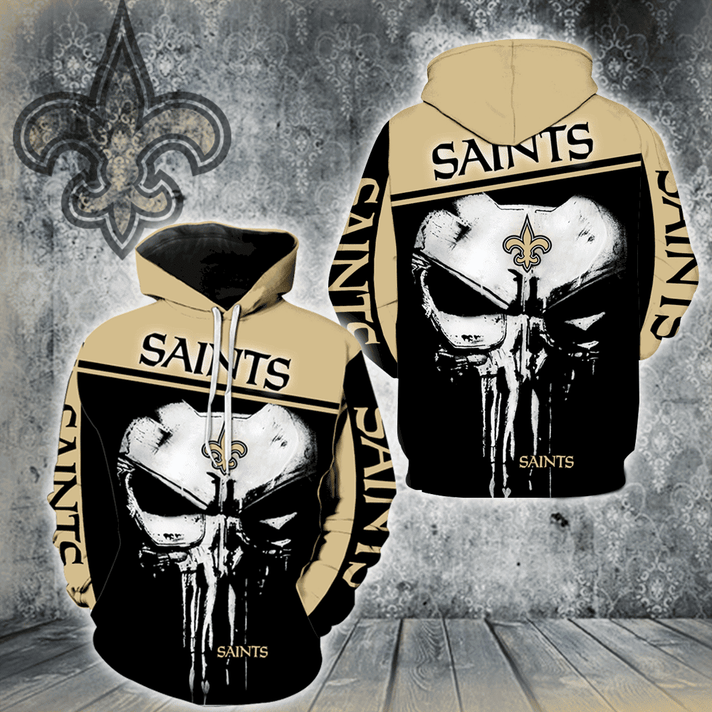 New Orleans Saints Punisher 3D All Over Print Hoodie & Zip Hoodie