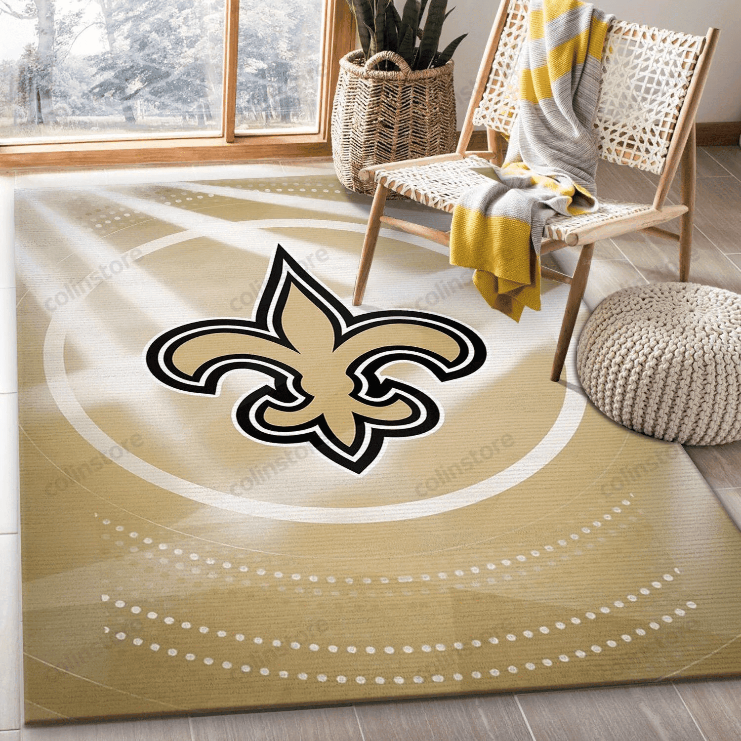New Orleans Saints Rectangle Area Rug – Full Print Carpet For Living Room & Bedroom Home Decor