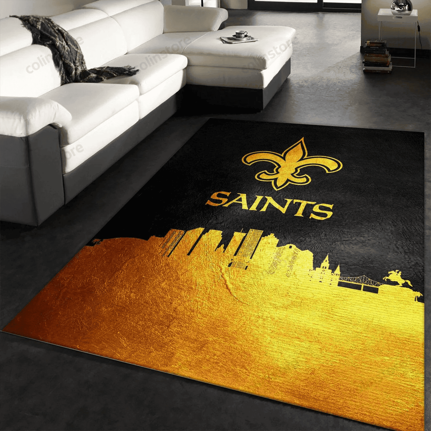 New Orleans Saints Rectangle Area Rug – Full Print Carpet For Living Room & Bedroom Home Decor