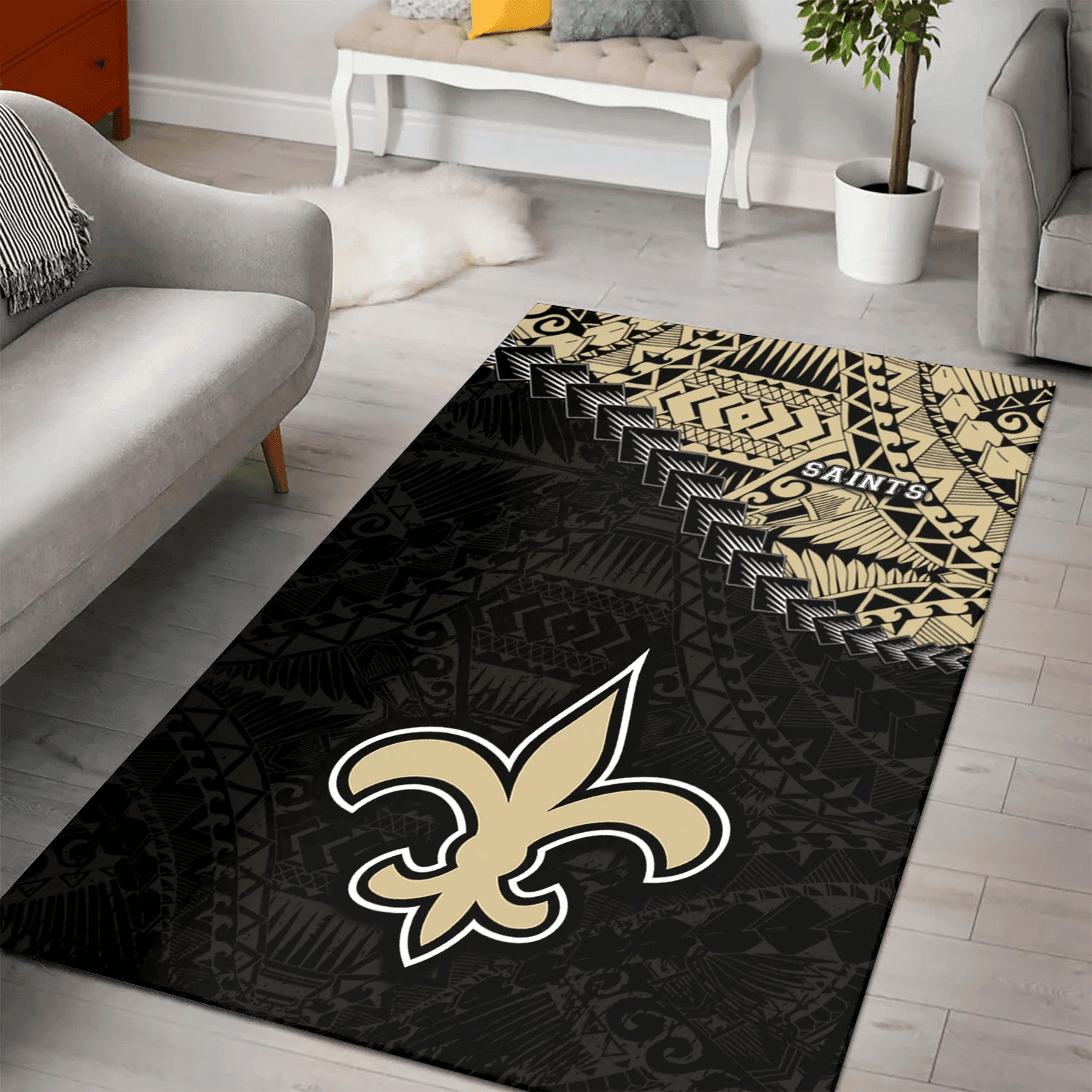New Orleans Saints Rectangle Area Rug – Full Print Carpet For Living Room & Bedroom Home Decor