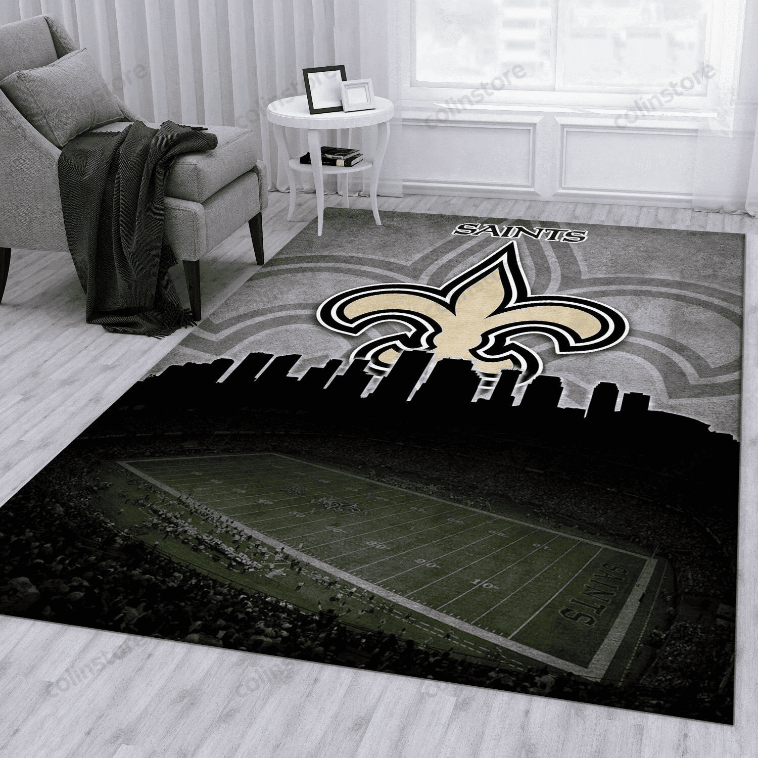 New Orleans Saints Rectangle Area Rug – Full Print Carpet For Living Room & Bedroom Home Decor