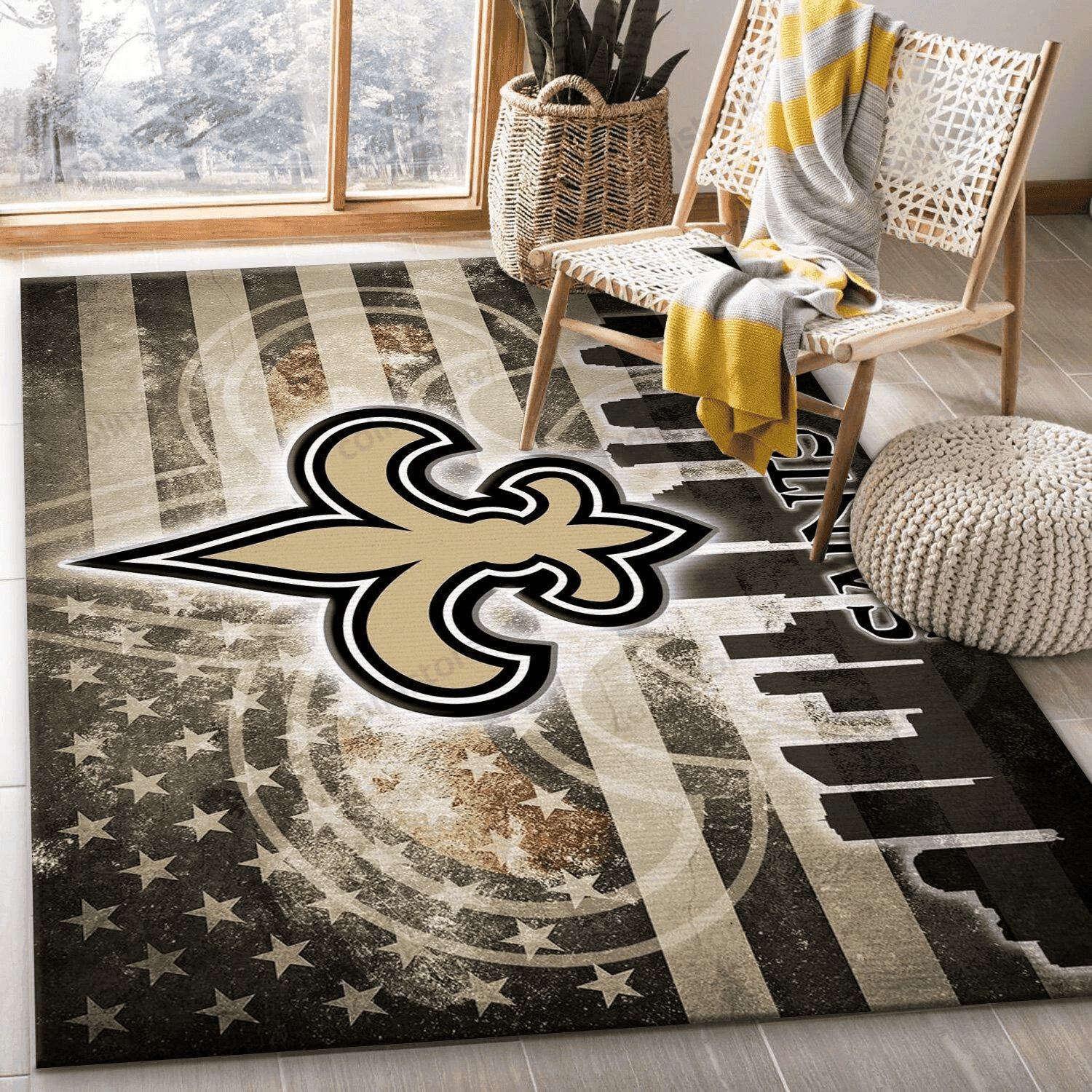 New Orleans Saints Rectangle Area Rug – Full Print Carpet For Living Room & Bedroom Home Decor