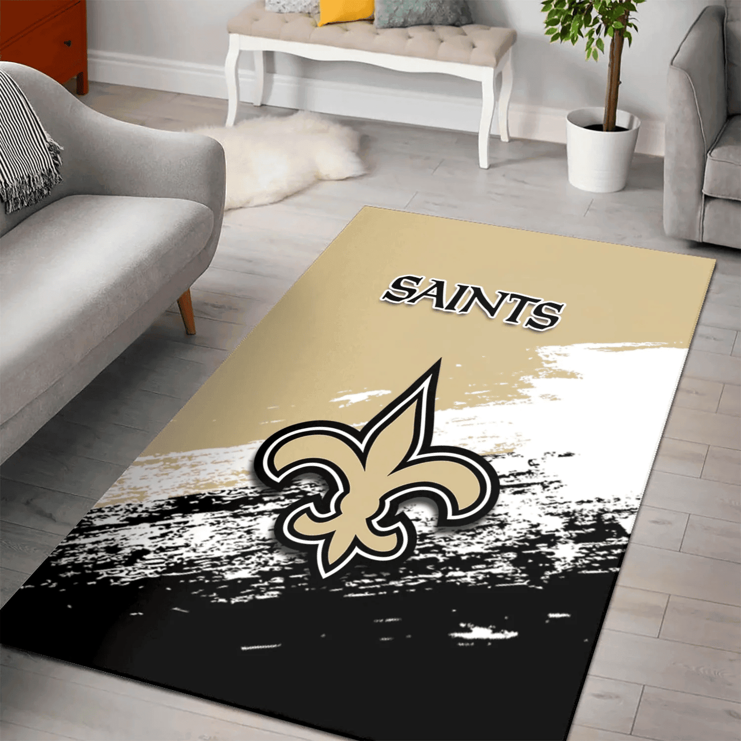 New Orleans Saints Rectangle Area Rug – Full Print Carpet For Living Room & Bedroom Home Decor