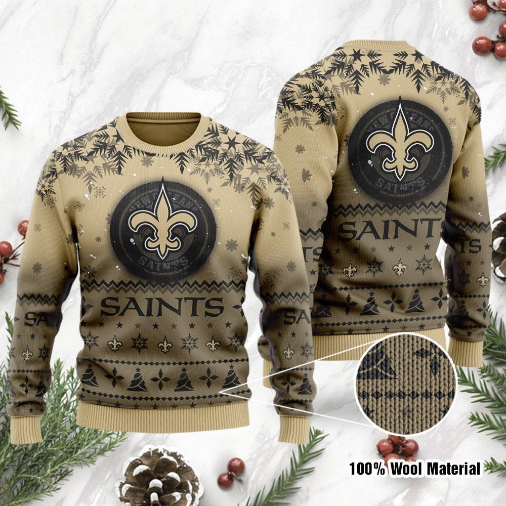 New Orleans Saints Santa Claus In The Moon Ugly Christmas Sweater Holiday Party For Men Women