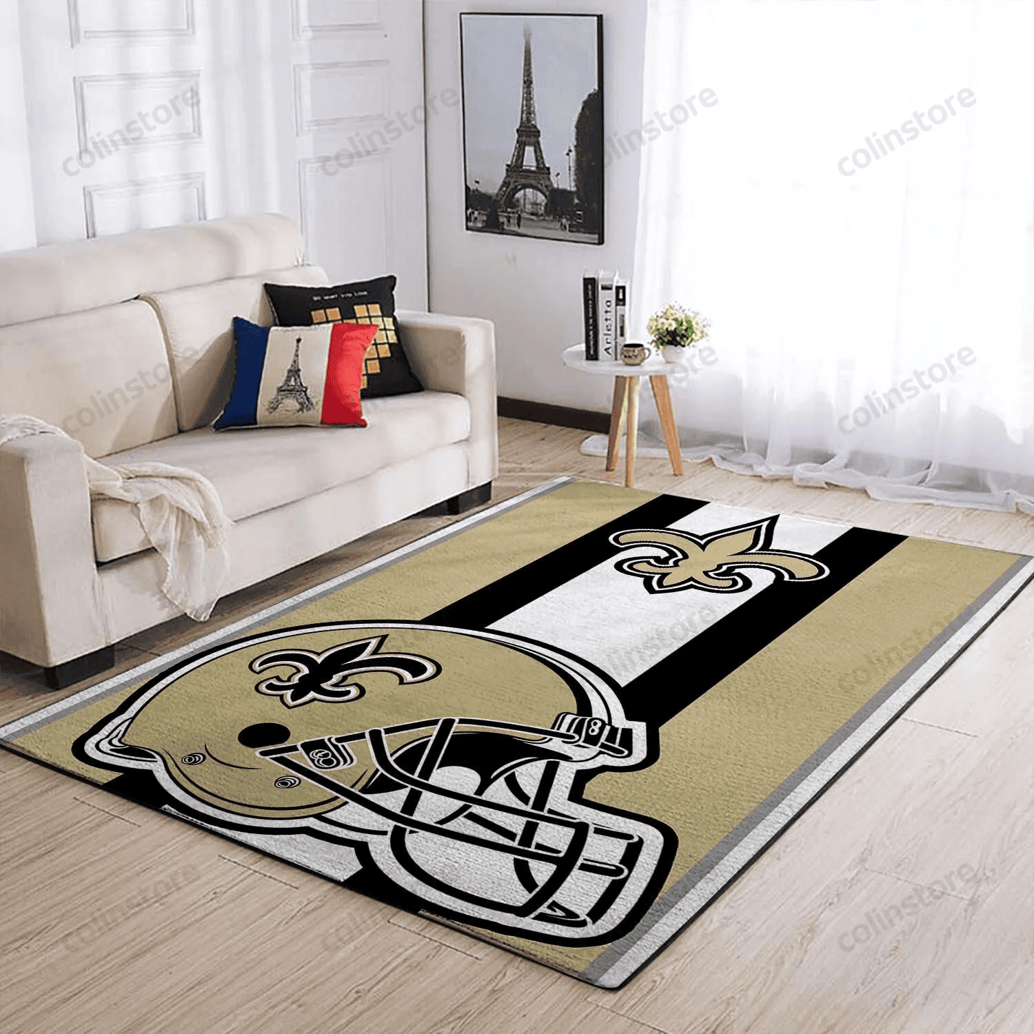 New Orleans Saints Team Logo Helmet Nice Gift Rectangle Area Rug – Full Print Carpet For Living Room & Bedroom Home Decor