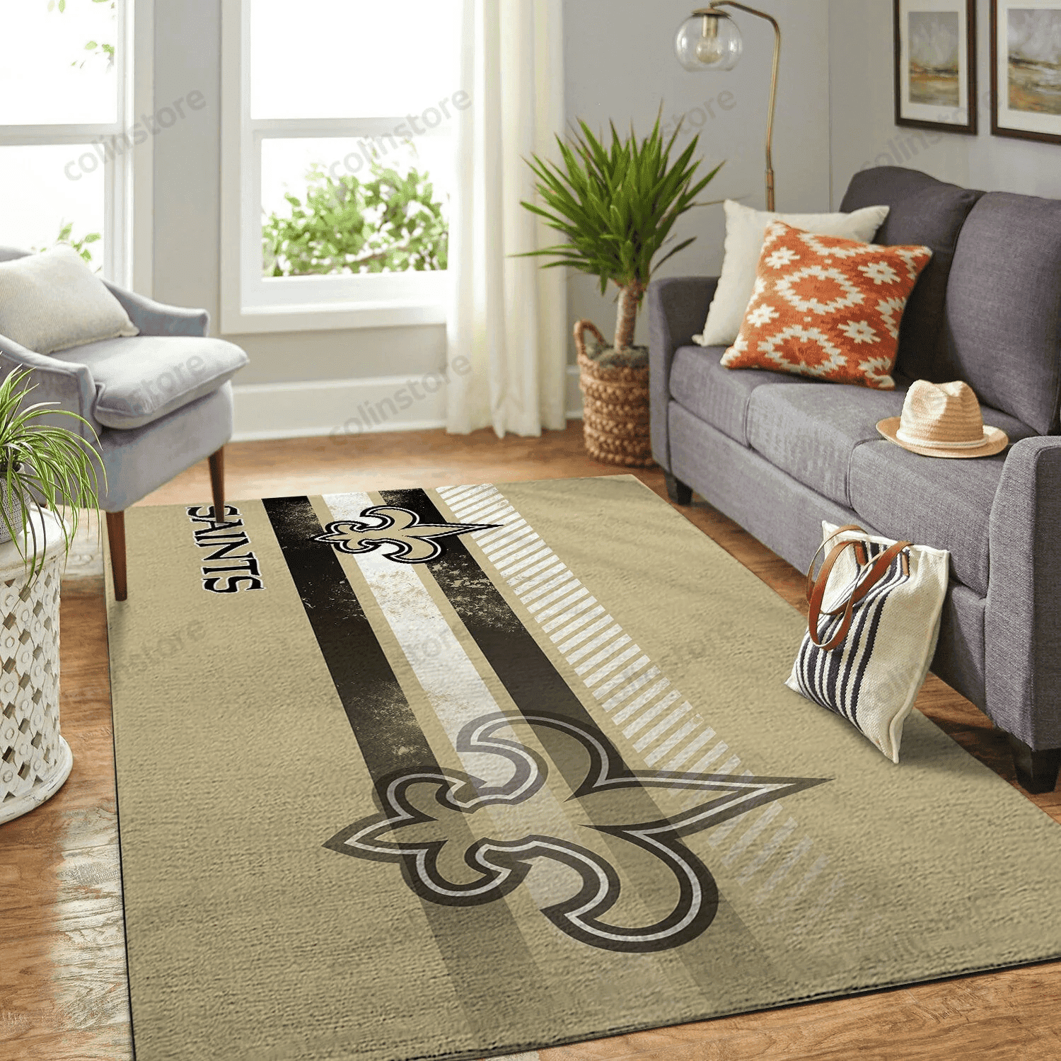 New Orleans Saints Team Logo Nice Gift Rectangle Area Rug – Full Print Carpet For Living Room & Bedroom Home Decor