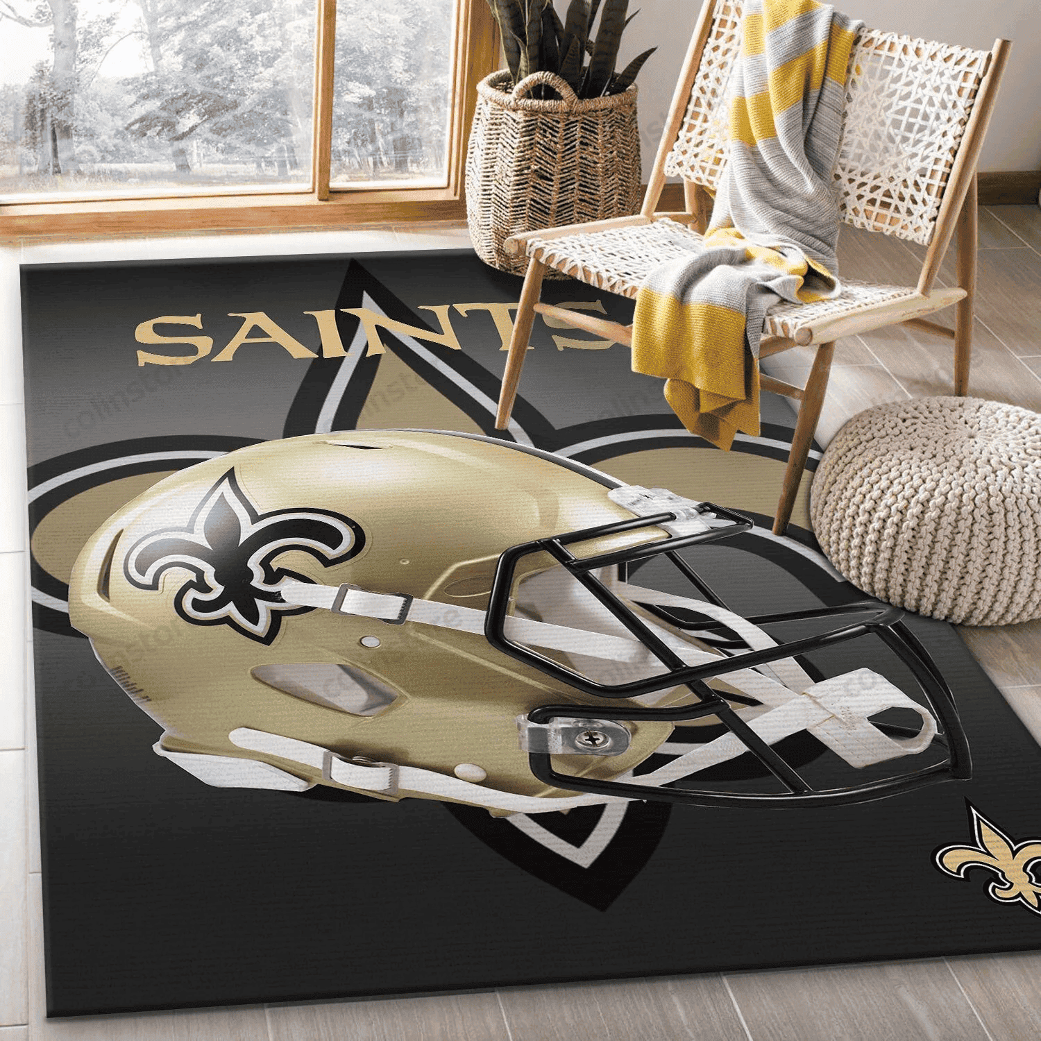New Orleans Saints Team Logo Rectangle Area Rug – Full Print Carpet For Living Room & Bedroom Home Decor