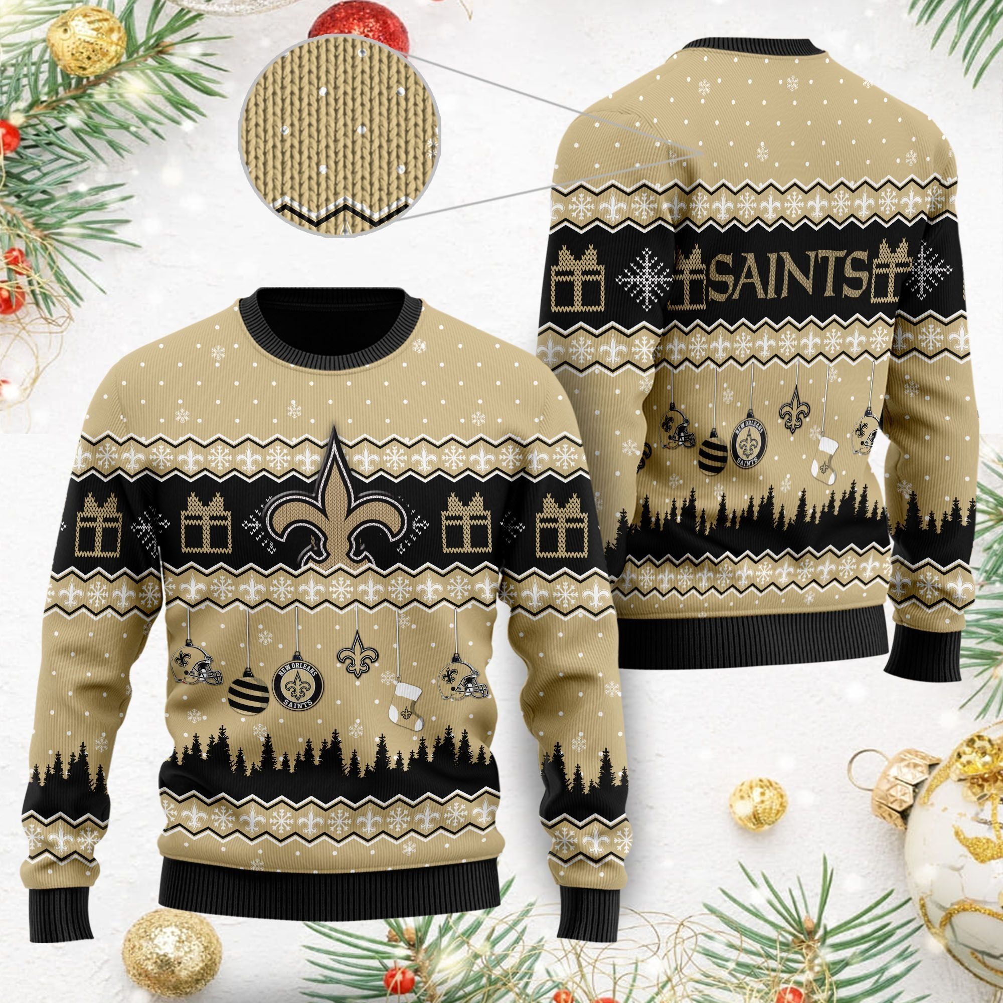 New Orleans Saints Wool Logo Ugly Christmas Sweater NFL Fans On Xmas Days