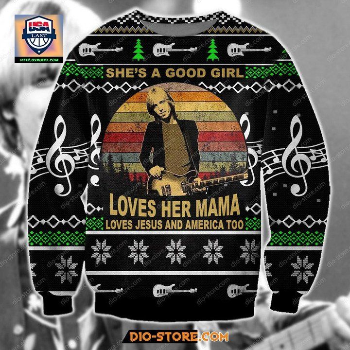 New Tom Petty Shes A Good Girl Loves Her Mama Christmas Sweater