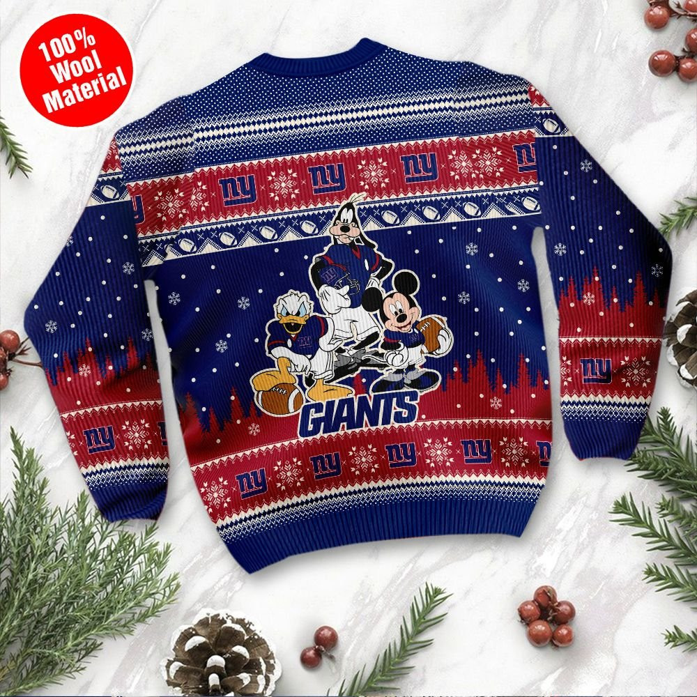 New York Giants Disney Donald Duck Mickey Mouse Goofy Personalized Ugly Christmas Sweater, Perfect Holiday Gift - Image 3
