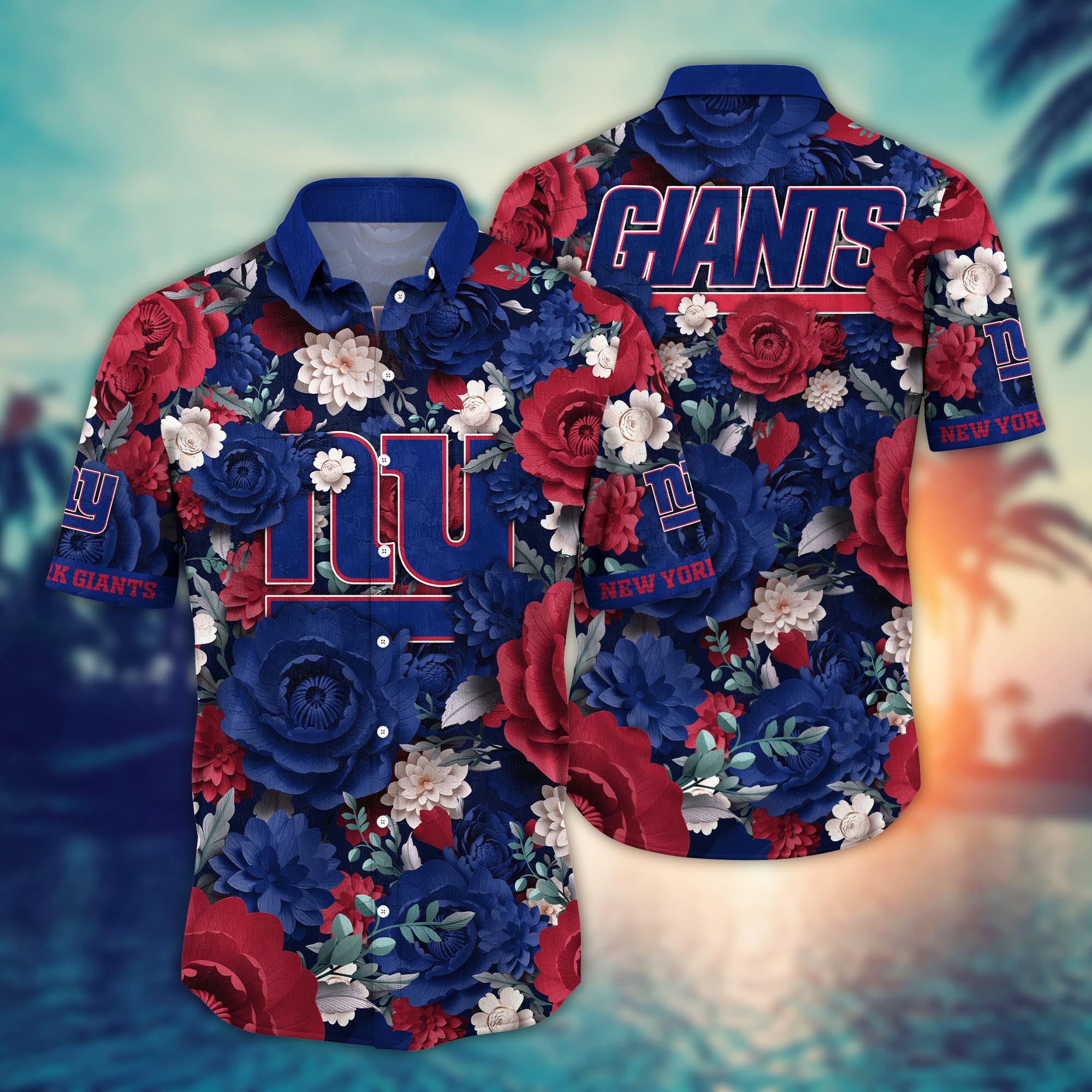 New York Giants Elegant Bloom Aloha Hawaiian Shirt for Men & Women