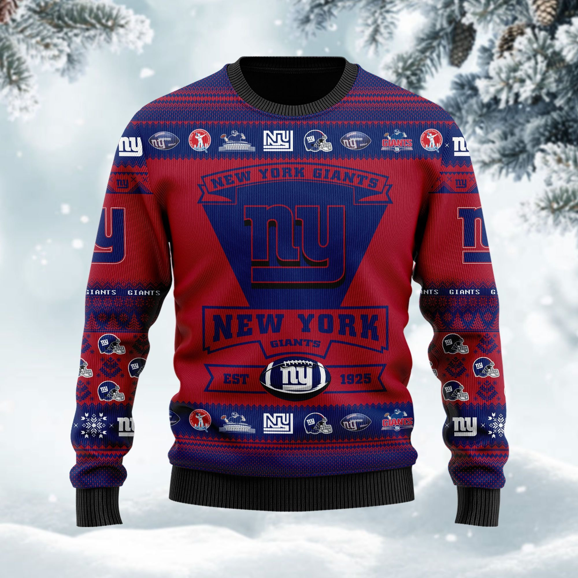 New York Giants Football Team Logo Custom Name Personalized Ugly Christmas Sweater, Perfect Holiday Gift - Image 3