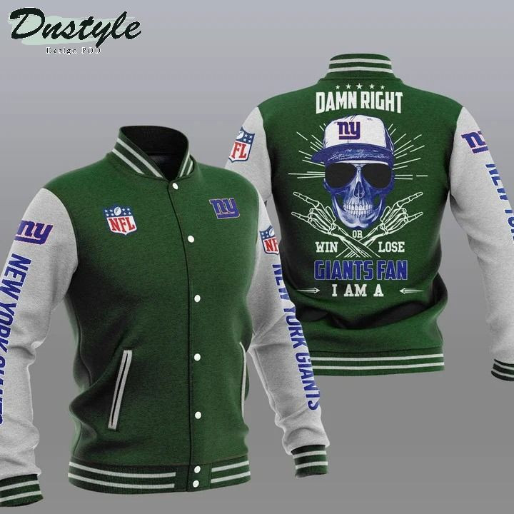 New York Giants Green â€œDamn Rightâ€ Varsity Baseball Jacket for Men & Women | NFL Team Fan Gift