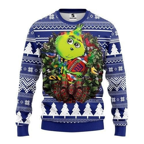 New York Giants Grinch Hug Ugly Christmas Sweater,