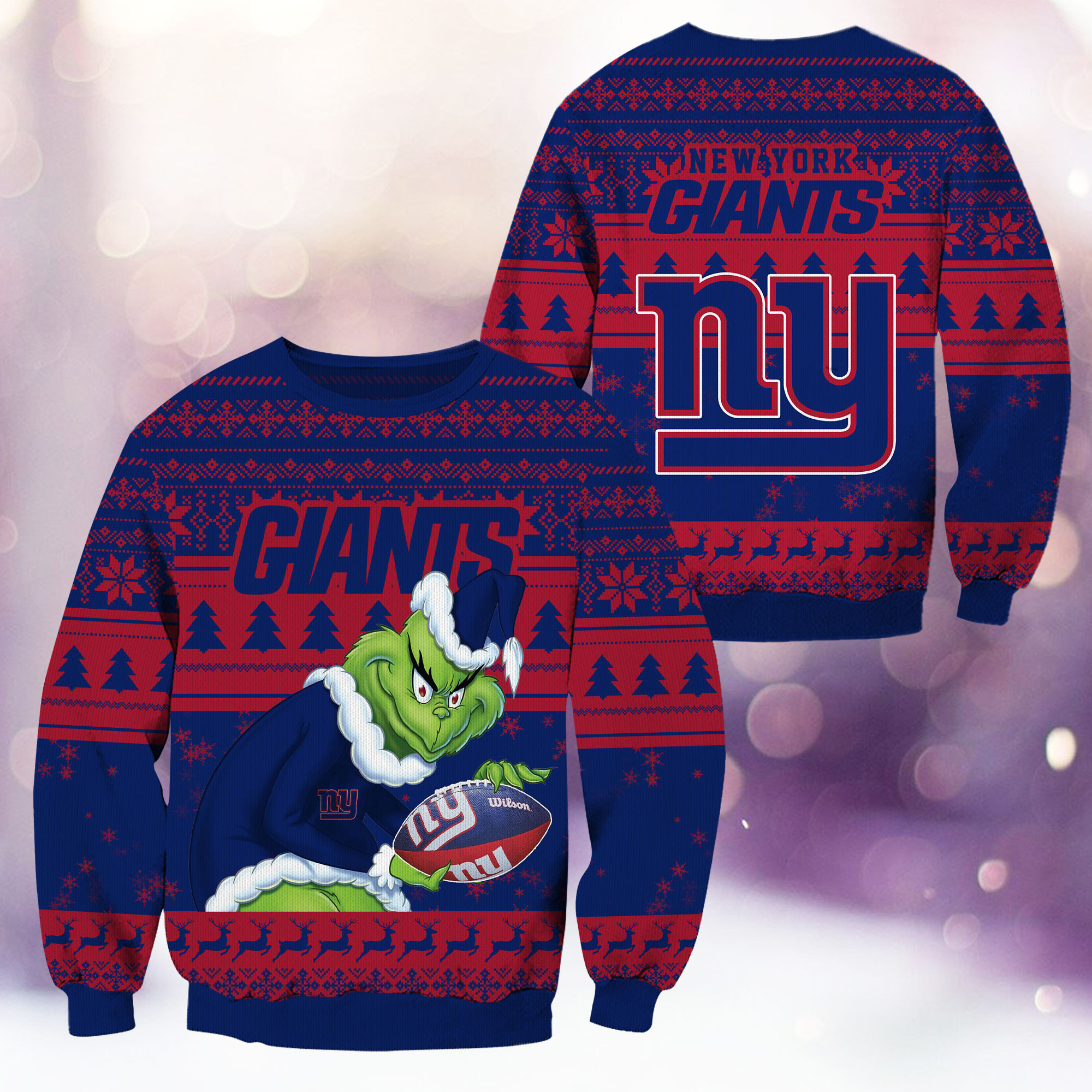 New York Giants Grinch Ugly Christmas Sweater,
