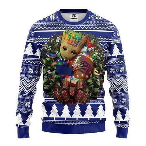 New York Giants Groot Hug Ugly Christmas Sweater,