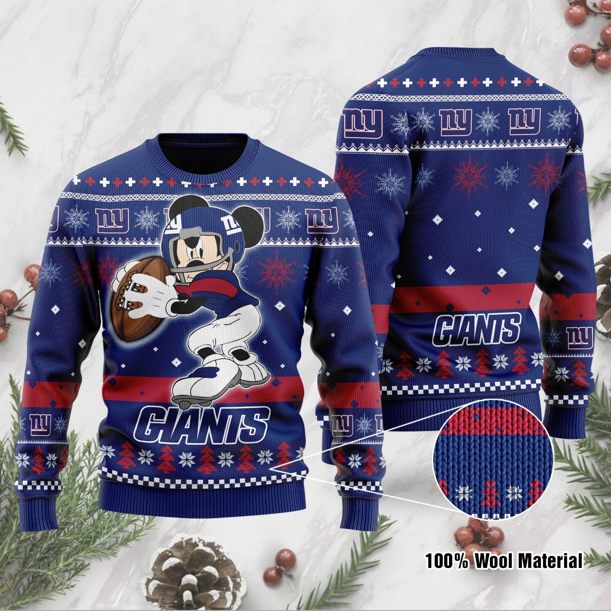 New York Giants Mickey Mouse Funny Ugly Christmas Sweater Holiday Xmas Party Men Women Plus Size