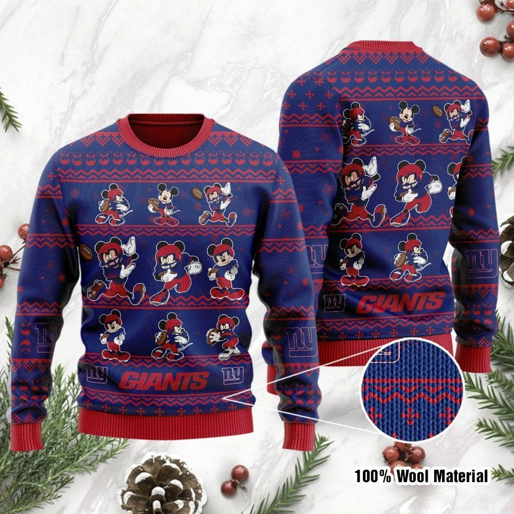 New York Giants Mickey Mouse Ugly Christmas Sweater, Perfect Holiday Gift