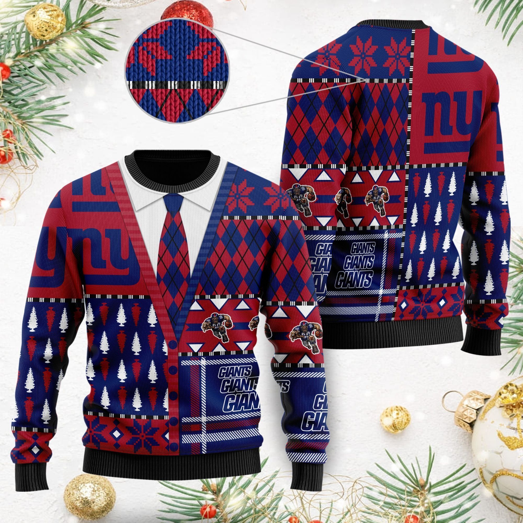 New York Giants NFL American Football Team Cardigan Style 3D Men And Women Ugly Christmas Sweater For Sport Lovers On Christmas Days