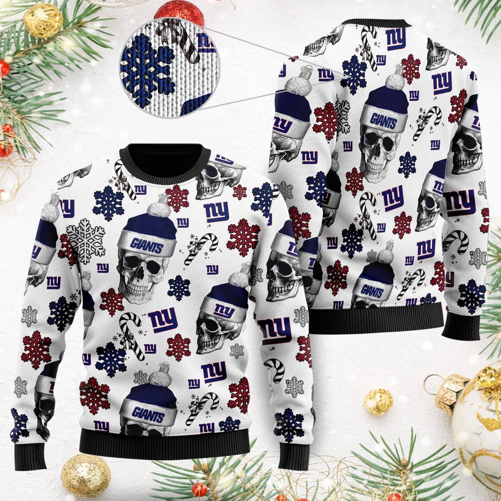 New York Giants NFL Football Team Santa Skulls Ugly Christmas Sweater