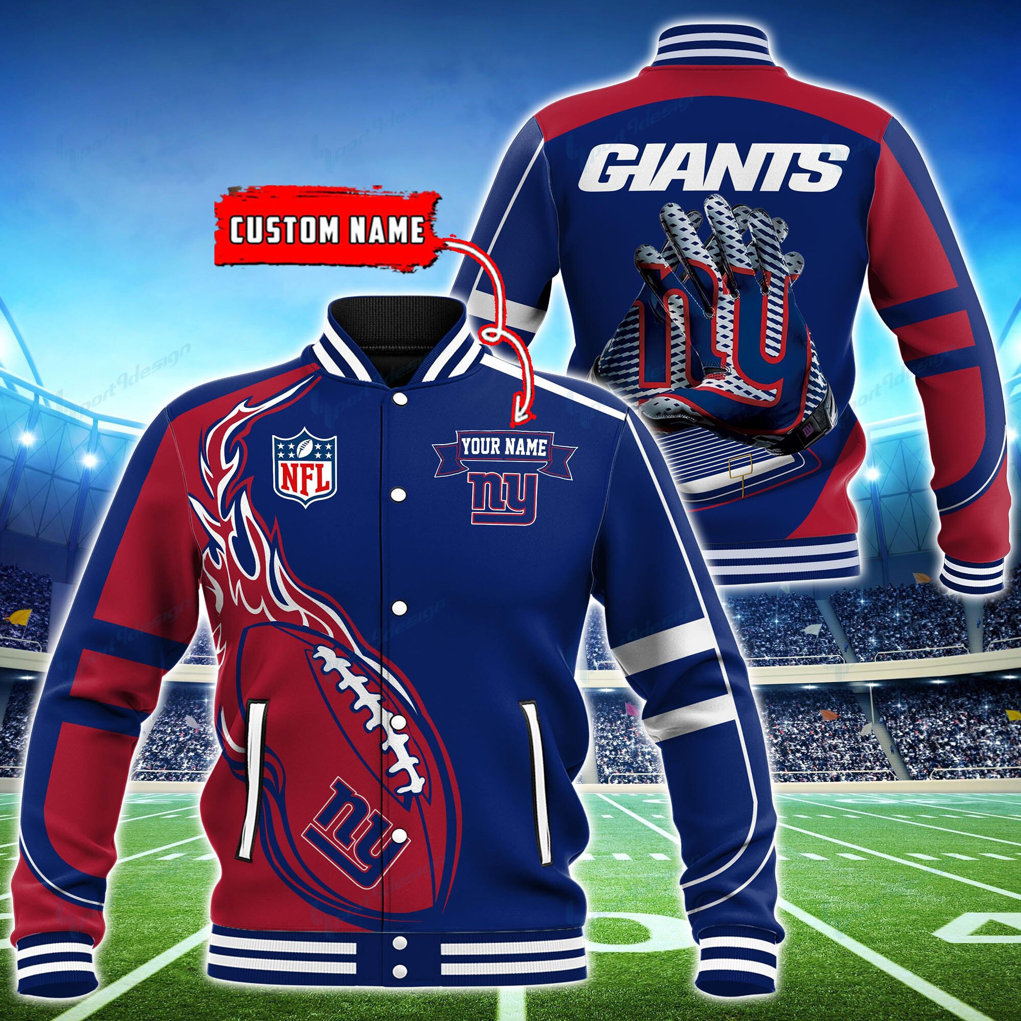 New York Giants Personalized Baseball Jacket for Men & Women | NFL Team Fan Gift