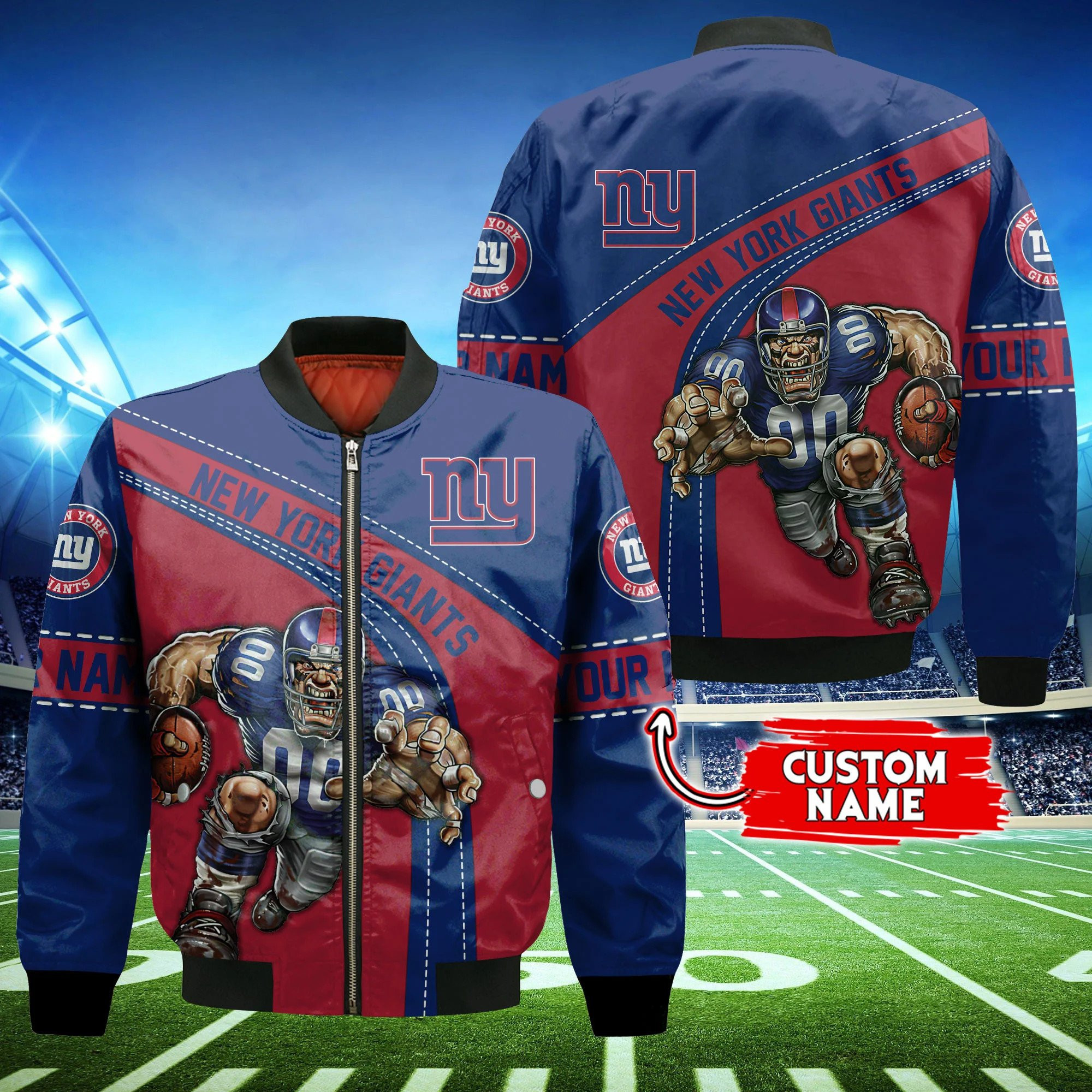 New York Giants Personalized Thick Bomber Jacket | NFL Team Jacket for Men & Women | Football Fan Gift