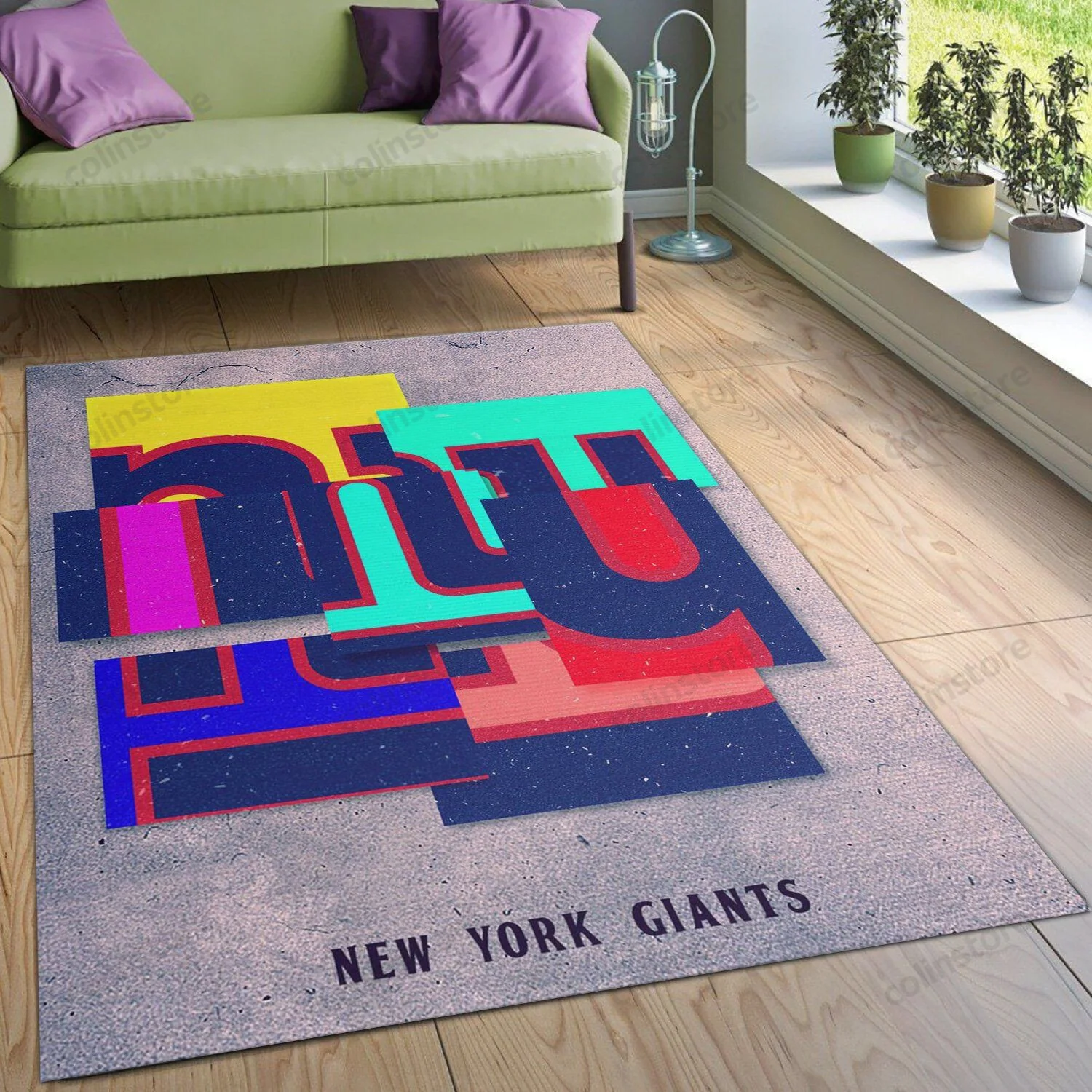 New York Giants Rectangle Area Rug – Full Print Carpet For Living Room & Bedroom Home Decor