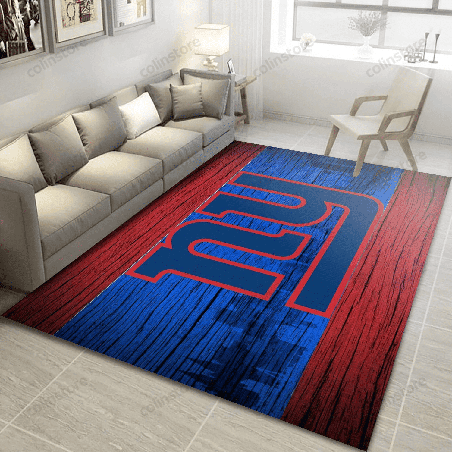 New York Giants Rectangle Area Rug – Full Print Carpet For Living Room & Bedroom Home Decor