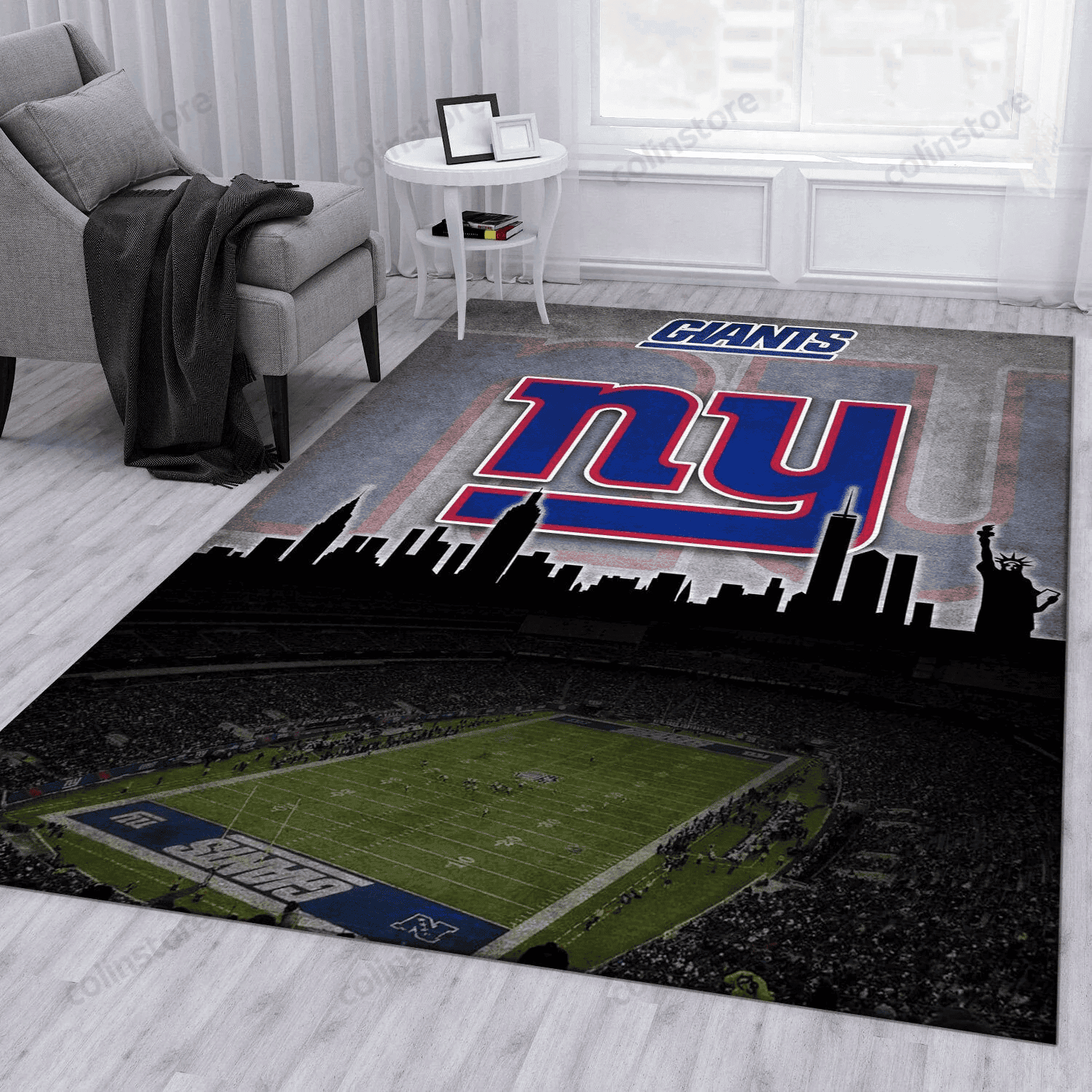 New York Giants Rectangle Area Rug – Full Print Carpet For Living Room & Bedroom Home Decor