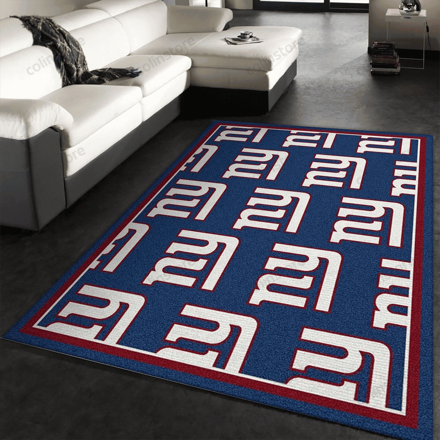 New York Giants Repeat Rug Team Rectangle Area Rug – Full Print Carpet For Living Room & Bedroom Home Decor