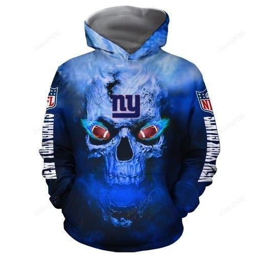New York Giants Skull 3D All Over Print Hoodie & Zip Hoodie