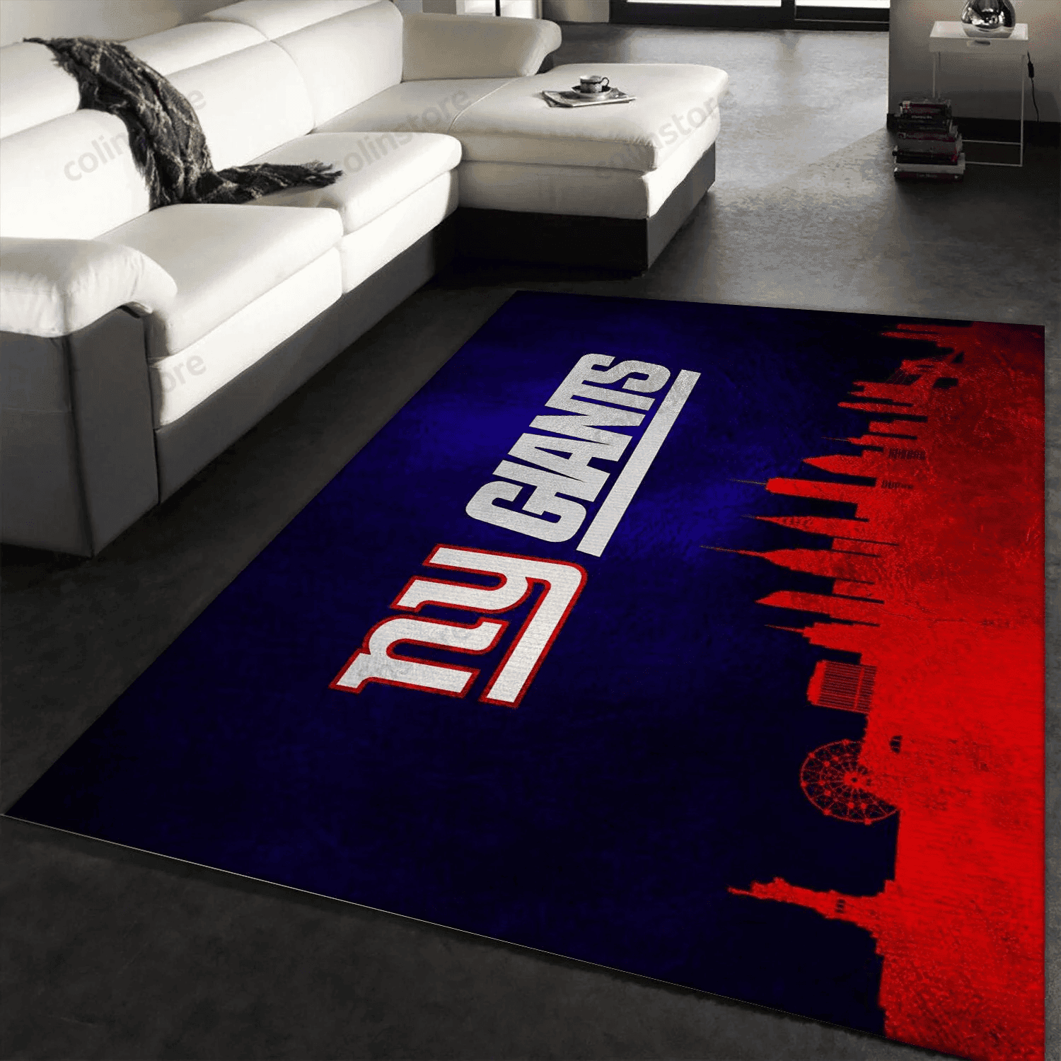 New York Giants Skyline Rectangle Area Rug – Full Print Carpet For Living Room & Bedroom Home Decor