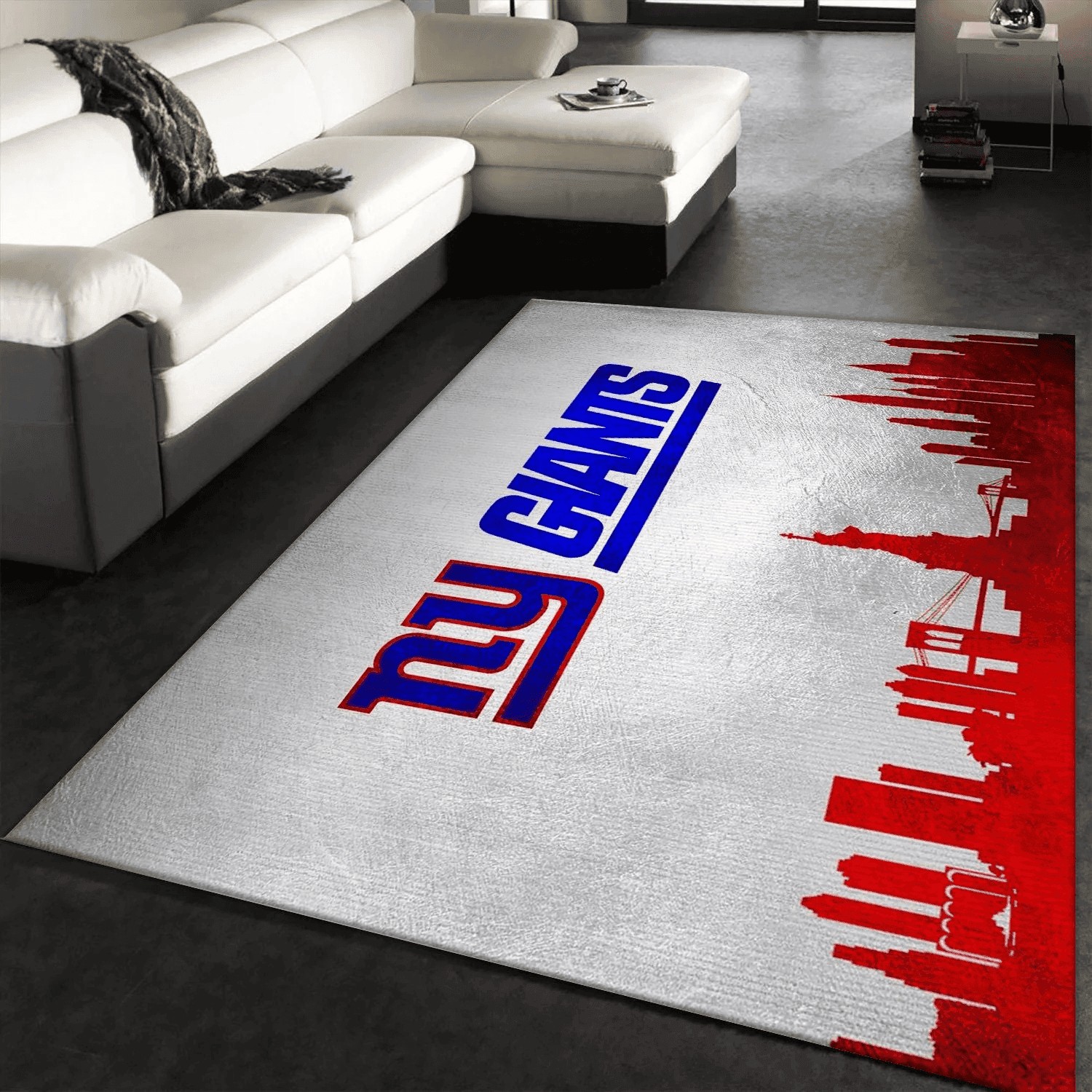 New York Giants Skyline Team Logos Rectangle Area Rug – Full Print Carpet For Living Room & Bedroom Home Decor