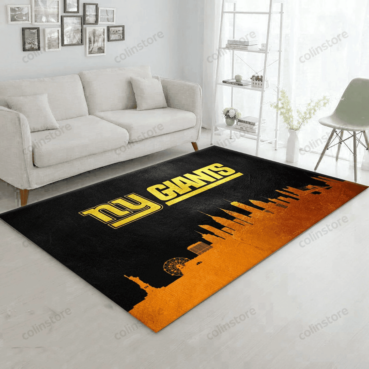 New York Giants Skyline Team Logos Rectangle Area Rug – Full Print Carpet For Living Room & Bedroom Home Decor