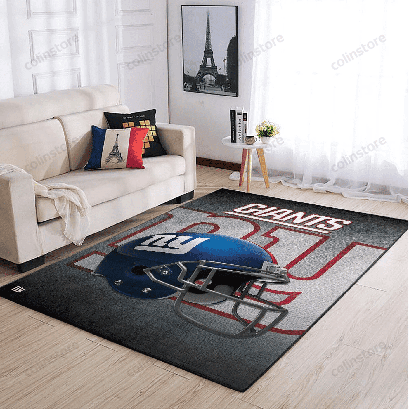 New York Giants Team Logo Helmet Rectangle Area Rug – Full Print Carpet For Living Room & Bedroom Home Decor
