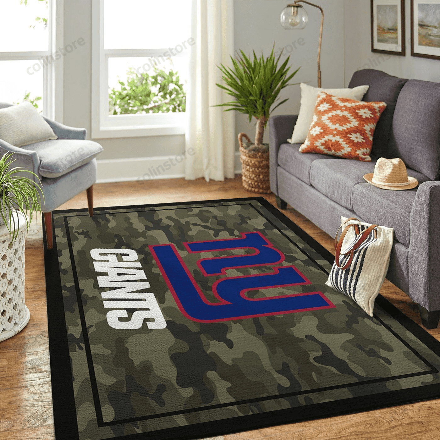 New York Giants Team Logo Rectangle Area Rug – Full Print Carpet For Living Room & Bedroom Home Decor