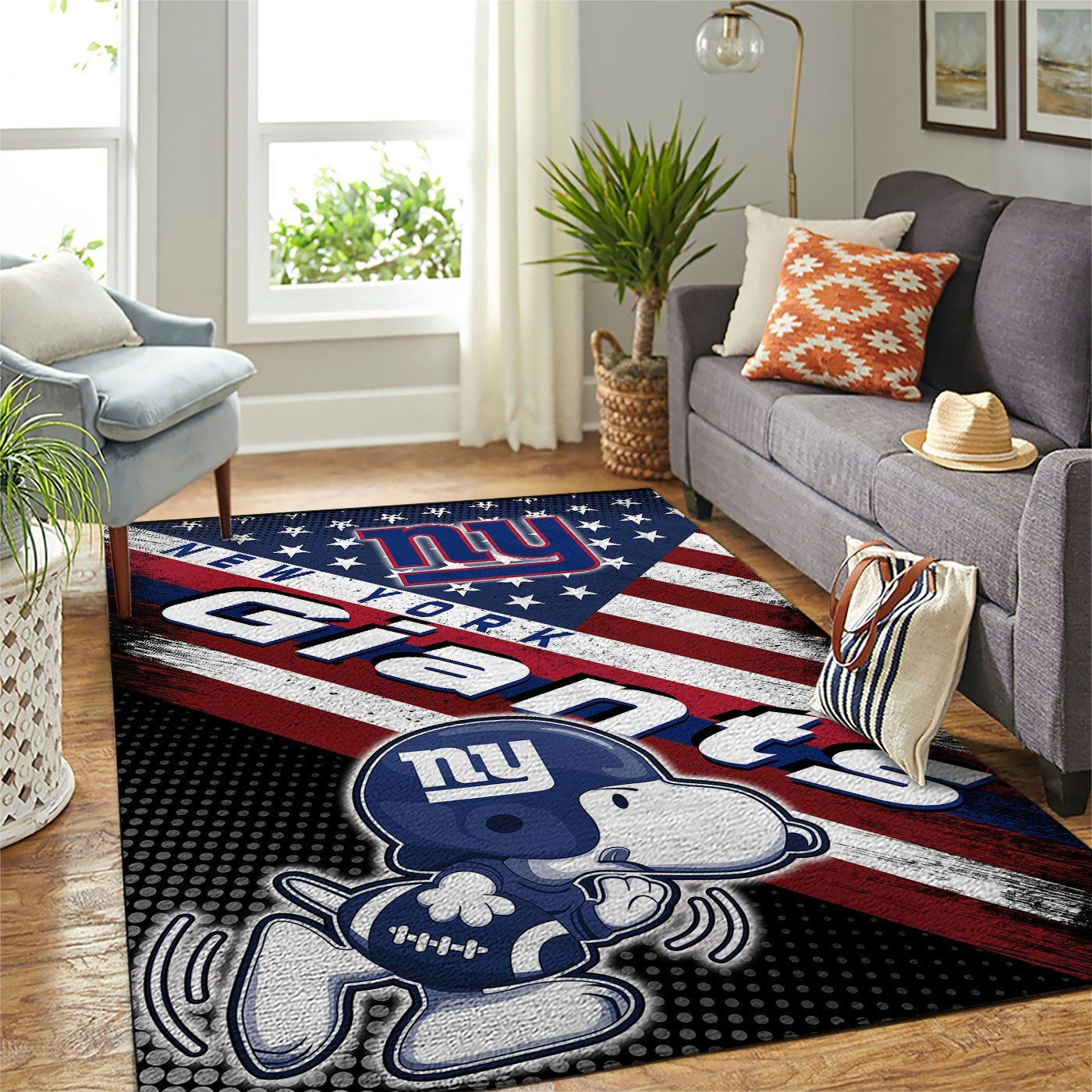 New York Giants Team Logo Snoopy Us Rectangle Area Rug – Full Print Carpet For Living Room & Bedroom Home Decor